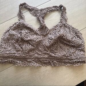 MAURICES Lace Stretch Racerback White Bralette Padded; Pullover; Size 1X